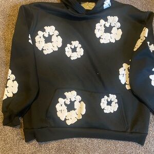 Floral Black and White mens Hoodie